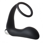 Черное эрекционное кольцо с вибропробкой Vibrating Anal Plug With Cockring - Dream Toys - в Новороссийске купить с доставкой