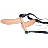 Телесный женский страпон с вагинальной пробкой Strap-On Duo - 15 см. - Orion - купить с доставкой в Новороссийске