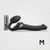 Черный безремневой страпон Multi Orgasm Size M с клиторальной стимуляцией - Strap-on-me - купить с доставкой в Новороссийске