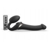 Черный безремневой страпон Multi Orgasm Size M с клиторальной стимуляцией - Strap-on-me - купить с доставкой в Новороссийске