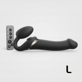 Черный безремневой страпон Multi Orgasm Size L с клиторальной стимуляцией - Strap-on-me - купить с доставкой в Новороссийске
