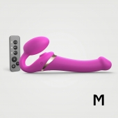 Ярко-розовый безремневой страпон Multi Orgasm Size M с клиторальной стимуляцией - Strap-on-me - купить с доставкой в Новороссийске