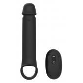 Черная насадка-удлинитель с вибрацией Vibrating Extender With Remote - Dream Toys - в Новороссийске купить с доставкой