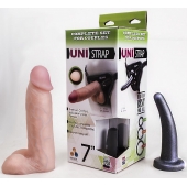 Страпон-унисекс с двумя насадками UNI strap 7  Harness - 19 и 16 см. - LOVETOY (А-Полимер) - купить с доставкой в Новороссийске