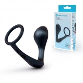 Черное эрекционное кольцо со стимулятором простаты Ringer Cock Ring   Plug - b-Vibe - в Новороссийске купить с доставкой