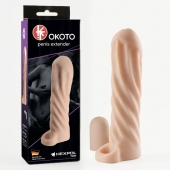 Телесная насадка-удлинитель Okoto со спиралевидным рельефом - 16 см. - Sitabella - в Новороссийске купить с доставкой