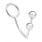 Кольцо на пенис с анальным стимулятором Two Bead Stainless Steel Anal Hook   Cock Ring - BlueLine - в Новороссийске купить с доставкой