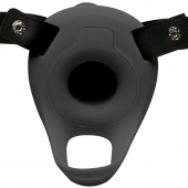 Черный полый страпон с вибрацией 2’’ Erection 28X Smooth Vibrating Silicone Penis Sheath - XR Brands - купить с доставкой в Новороссийске