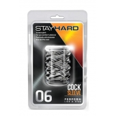 Прозрачная насадка с объёмными чёрточками STAY HARD COCK SLEEVE 06 CLEAR - Blush Novelties - в Новороссийске купить с доставкой