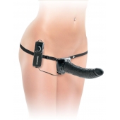 Черный страпон с вагинальной пробкой Deluxe Vibrating Penetrix Strap-On - 19 см. - Pipedream - купить с доставкой в Новороссийске