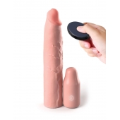 Телесная вибронасадка на член 3  Vibrating Mega X-tension with Remote - 22,9 см. - Pipedream - в Новороссийске купить с доставкой