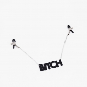 Зажимы на соски с кожаной подвеской Bitch - Crazy Handmade - купить с доставкой в Новороссийске