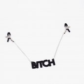 Зажимы на соски с кожаной подвеской Bitch - Crazy Handmade - купить с доставкой в Новороссийске