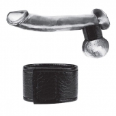 Чёрная утяжка на мошонку 1  Velcro Ball Stretcher - BlueLine - купить с доставкой в Новороссийске