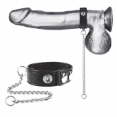 Утяжка на пенис с поводком Snap Cock Ring With 12  Leash - BlueLine - купить с доставкой в Новороссийске