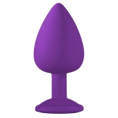 Большая фиолетовая анальная пробка Emotions Cutie Large с голубым кристаллом - 10 см. - Lola Games - купить с доставкой в Новороссийске