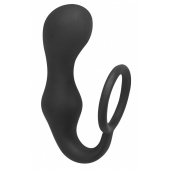 Чёрное эрекционное кольцо с анальной пробкой Double Pleasure Anal Plug - Lola Games - в Новороссийске купить с доставкой