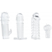Набор из 4 насадок на член Pleasured Penis Enhancement Sleeve 4 Pack - XR Brands - в Новороссийске купить с доставкой