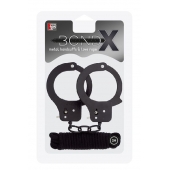 Чёрные наручники из листового металла в комплекте с веревкой BONDX METAL CUFFS LOVE ROPE SET - Dream Toys - купить с доставкой в Новороссийске