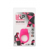 Розовое эрекционное кольцо с щеточкой LIT-UP SILICONE STIMU RING 5 - Dream Toys - в Новороссийске купить с доставкой