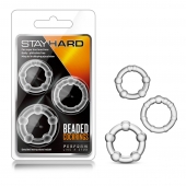 Набор из 3 прозрачных эрекционных колец Stay Hard Beaded Cockrings - Blush Novelties - в Новороссийске купить с доставкой