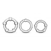 Набор из 3 прозрачных эрекционных колец Stay Hard Beaded Cockrings - Blush Novelties - в Новороссийске купить с доставкой