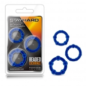 Набор из 3 синих эрекционных колец Stay Hard Beaded Cockrings - Blush Novelties - в Новороссийске купить с доставкой