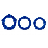Набор из 3 синих эрекционных колец Stay Hard Beaded Cockrings - Blush Novelties - в Новороссийске купить с доставкой