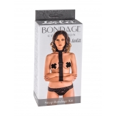 Ошейник с длинной лентой и наручниками Strap Bondage Kit Plus Size - Lola Games - купить с доставкой в Новороссийске