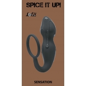 Серое эрекционное кольцо Sensation с анальным стимулятором - Lola Games - в Новороссийске купить с доставкой