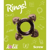 Чёрное эрекционное кольцо Rings Screw - Lola Games - в Новороссийске купить с доставкой