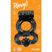 Чёрное эрекционное кольцо Rings Treadle с подхватом - Lola Games - в Новороссийске купить с доставкой