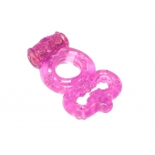 Розовое эрекционное кольцо Rings Treadle с подхватом - Lola Games - в Новороссийске купить с доставкой