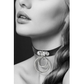 Черный чокер с двумя кольцами - Bijoux Pour Toi - купить с доставкой в Новороссийске