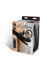 Полый страпон с двумя отростками и вибрацией Unisex Vibrating Hollow Strap-On Double Penetrating Dildo - 17,8 см. - Lux Fetish - купить с доставкой в Новороссийске