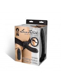Чёрный полый страпон с вибрацией Unisex Vibrating Hollow Strap-On - 14 см. - Lux Fetish - купить с доставкой в Новороссийске