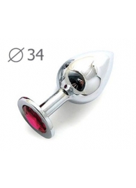 Коническая серебристая анальная втулка с малиновым кристаллом - 8,2 см. - Anal Jewelry Plug - купить с доставкой в Новороссийске
