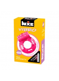 Розовое эрекционное виброкольцо Luxe VIBRO  Ужас Альпиниста  + презерватив - Luxe - в Новороссийске купить с доставкой