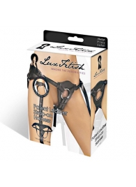 Черные трусики для страпона из патентованной кожи - Lux Fetish - купить с доставкой в Новороссийске