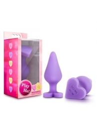 Фиолетовая анальная пробка Naughty Candy Heart Do Me Now - 8,9 см. - Blush Novelties - купить с доставкой в Новороссийске