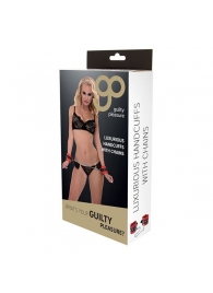 Красно-чёрные наручники на металлической цепочке - Blush Novelties - купить с доставкой в Новороссийске