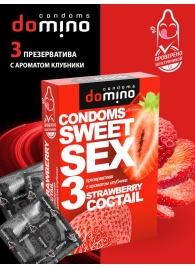 Презервативы для орального секса DOMINO Sweet Sex с ароматом клубничного коктейля  - 3 шт. - Domino - купить с доставкой в Новороссийске
