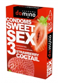Презервативы для орального секса DOMINO Sweet Sex с ароматом клубничного коктейля  - 3 шт. - Domino - купить с доставкой в Новороссийске