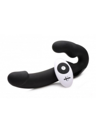 Черный безремневой страпон Urge Silicone Strap On с пультом ДУ - 24 см. - XR Brands - купить с доставкой в Новороссийске