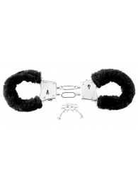 Меховые чёрные наручники Beginner s Furry Cuffs - Pipedream - купить с доставкой в Новороссийске