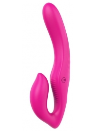 Ярко-розовый безремневой страпон REMOTE DOUBLE DIPPER - 22 см. - Dream Toys - купить с доставкой в Новороссийске