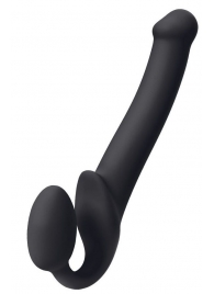 Черный безремневой страпон Silicone Bendable Strap-On M - Strap-on-me - купить с доставкой в Новороссийске