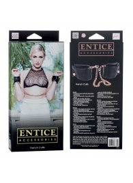 Черные мягкие наручники Entice French Cuffs с цепью - California Exotic Novelties - купить с доставкой в Новороссийске