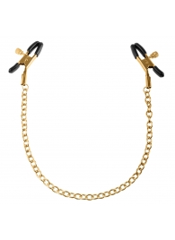 Чёрные с золотом зажимы на соски Gold Chain Nipple Clamps - Pipedream - купить с доставкой в Новороссийске