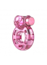 Розовое эрекционное кольцо с вибрацией Pink Bear - Baile - в Новороссийске купить с доставкой